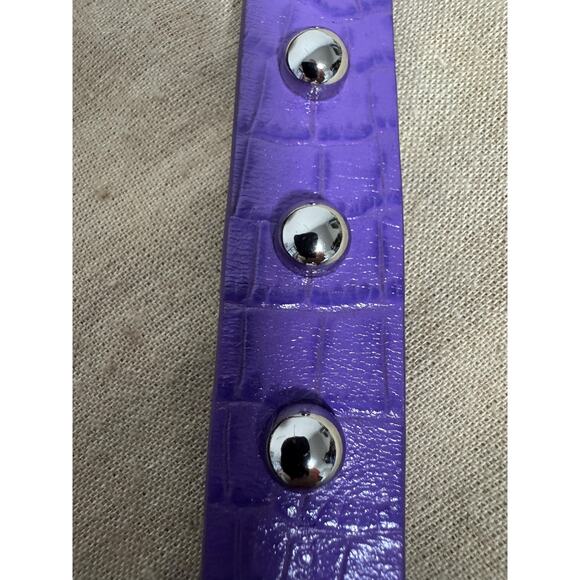 Rebecca Minkoff Belt Womens One Size Purple Crocodile Embossed Studded Patent - Picture 5 of 8